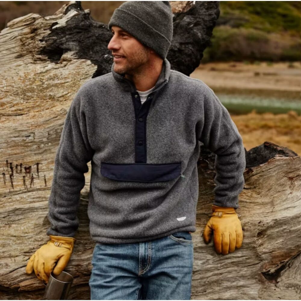 Wellen Dawn Patrol Charcoal Fleece Half Zip Snap Pocket Gorpcore Pullover Top M